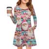 Christmas Day Girls' Long Sleeve Dress - Color Pocket Dress