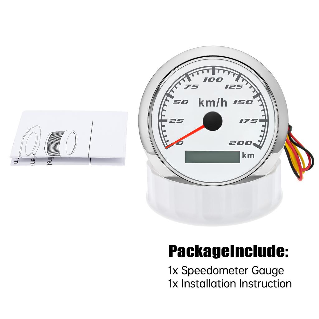 Custom Universal 85mm GPS Speedometer Digital Gauge 30 60 120 200 KMH Odometer For Marine Boat Car ATV With GPS Antenna Red LED