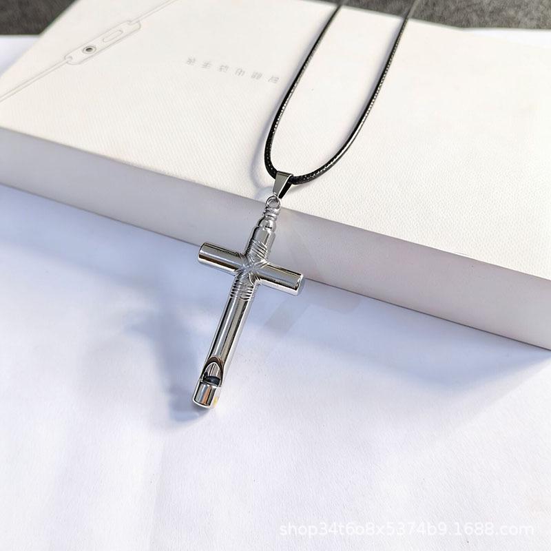 Stainless Steel Whistle Pendant Necklace: Unisex Versatile Sweater Chain