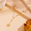 Chic Butterfly & Heart Tassel Necklace In Titanium Steel - Fade-Resistant Design