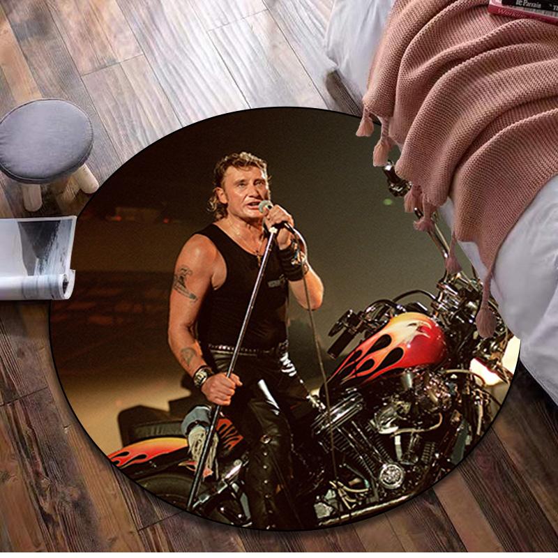 

1Pc Johnny Hallyday Circular Print Rug - home decoration Carpet For Living Room Bedroom Flooring Computer Chair Area Rug 80x80cm( 31x31in)
