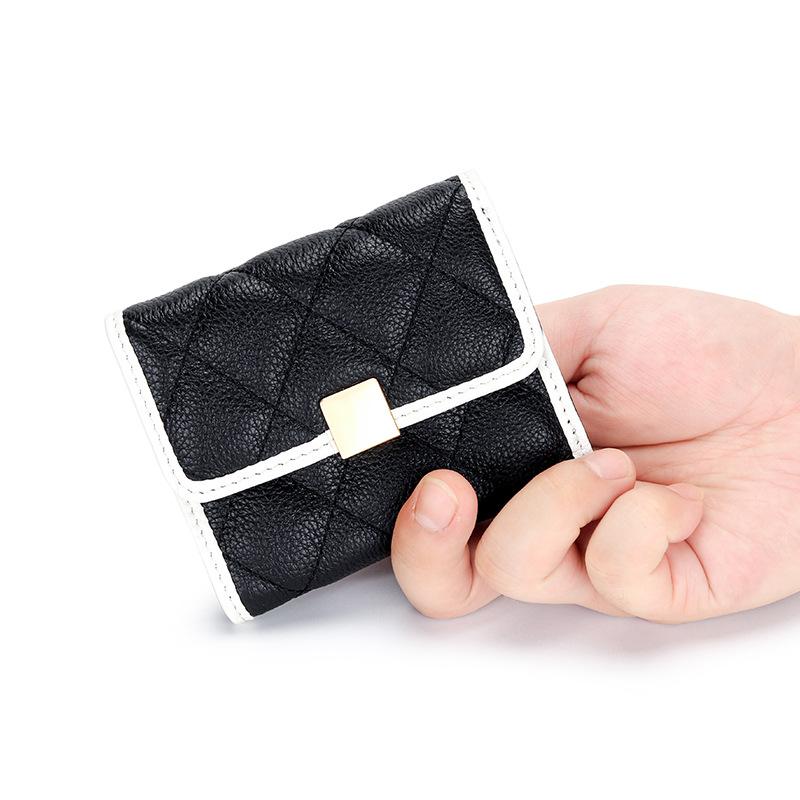 Short wallet women's leather niche ins style rhombus three-fold wallet 2025 new multi-card women's short wallet