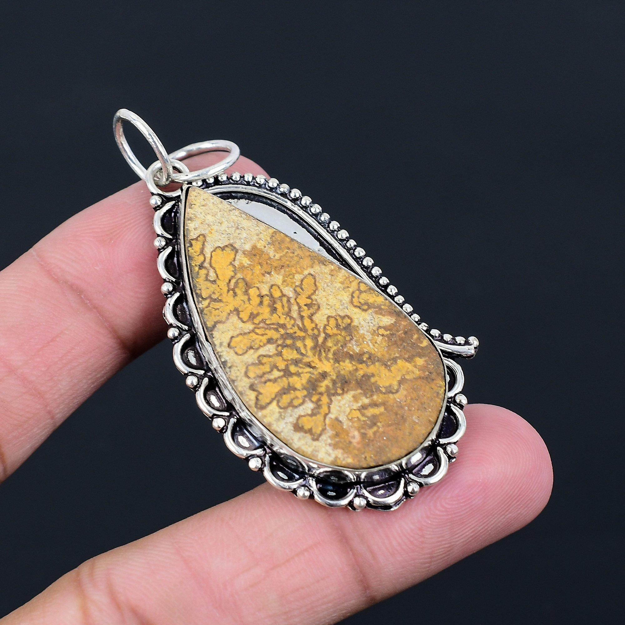 Psilomelane Dendrite Gemstone 925 Sterling Silver Engagement New Pendant Jewelry