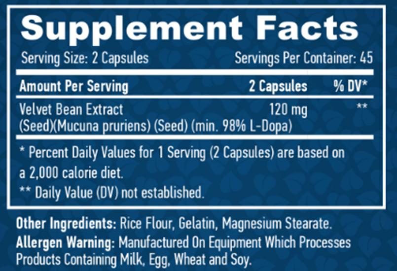 Haya Labs L-DOPA Mucuna Pruriens Extract - 90 Cap