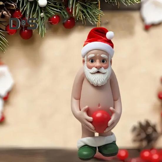 Pandantiv acrilic de Moș Crăciun Decor pentru agățat pentru brad de Crăciun Ornament de Moș Crăciun amuzant cu desene animate pentru decorarea căminului pentru ușă.