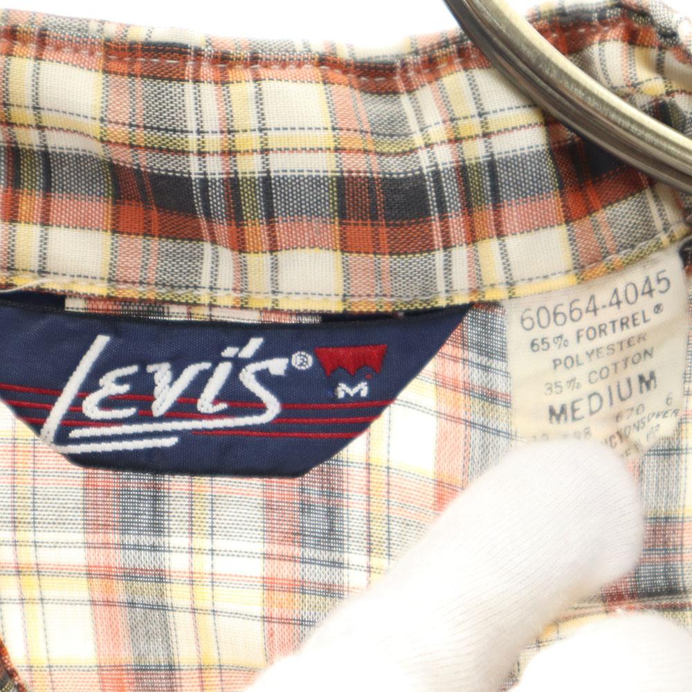 Levi's 70s vintage Check Pattern Long sleeve shirt M Brown Men's Used