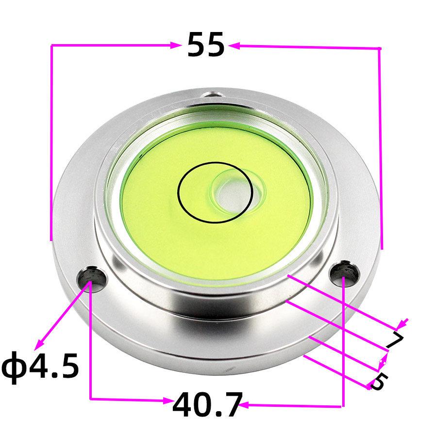 HACCURY Round Metal Spirit Level with Base Mounting Holes