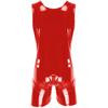 Men's Wet Look Patent Leather Bodysuit Long Sleeve Zipper Jumpsuit Catsuit Clubwear