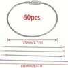 60Pcs Stainless Steels Wire Keychains Rings Circle Metal Keychains Label Rope Braided Steels Chain Heavy Luggage Label Rings