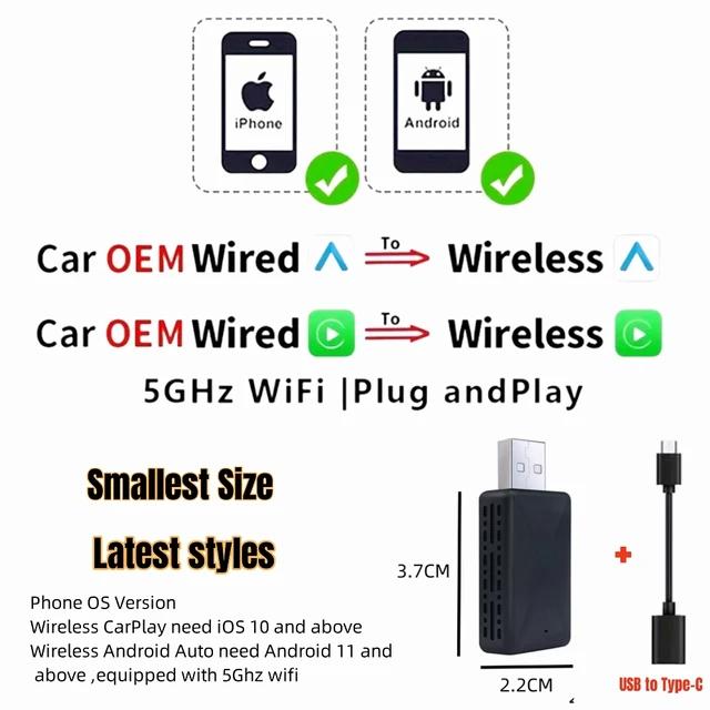 NEW 2in1 Wireless CarPlay Android Auto Wireless Adapter Smart USB Dongle Mini Box Plug And Play WiFi Fast Connect