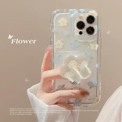 Custodia per telefono con supporto pieghevole a fiori in stile INS