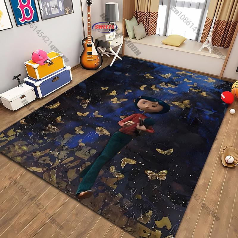 1 Alfombra Impresa Serie Misterio C C0raline para Sala de Estar Dormitorio, Alfombrilla para Sofá, Alfombra Moderna de Área Grande para Decoración del Hogar, Regalo para Amigos