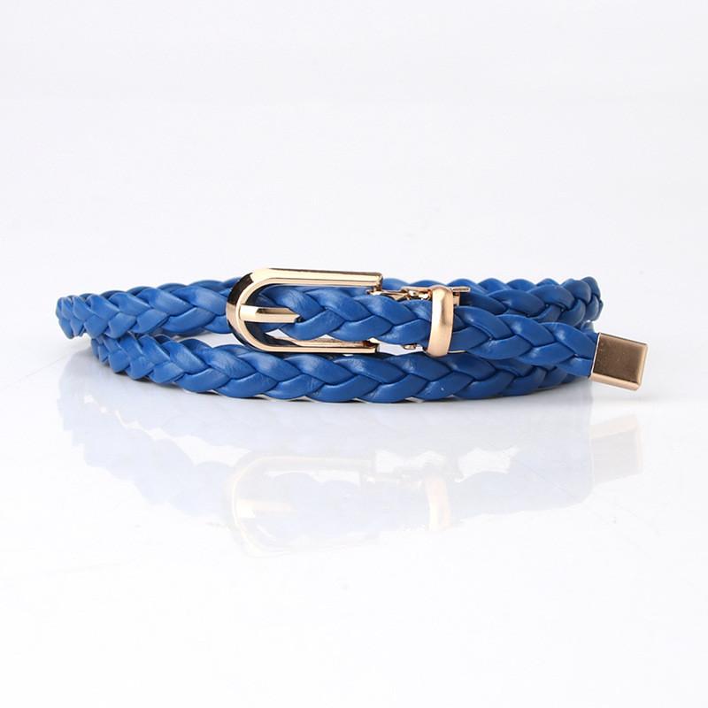 Fashion Ladies Handmade Woven Pu Leather Belt With Pin Buckle For Casual Dress And Office Style
