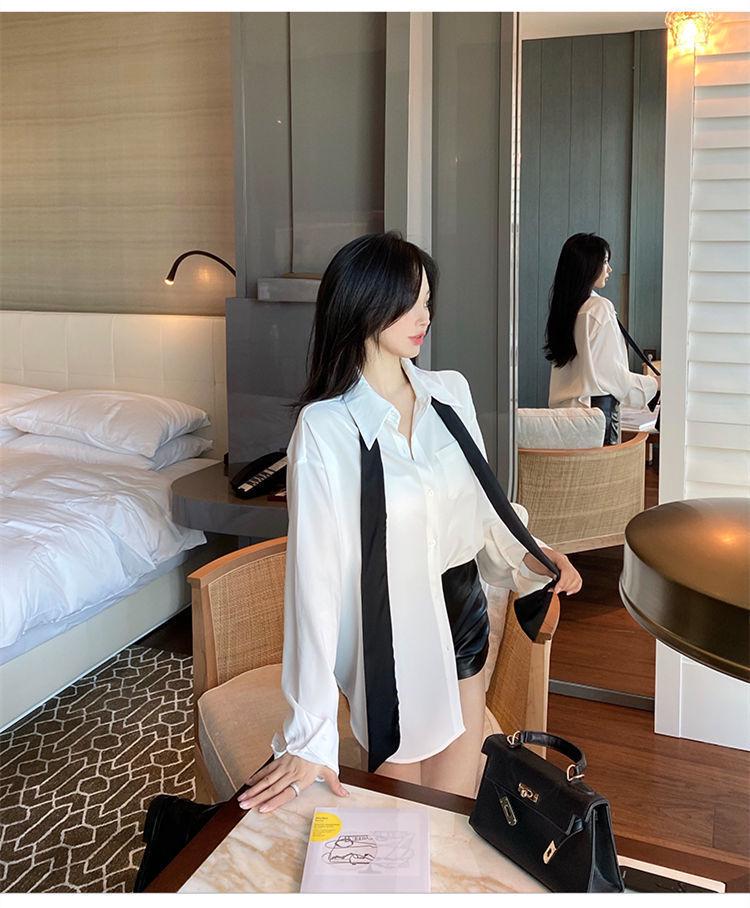Women's College-Style Shirt - 2025 Spring/Autumn Fashionable White Top