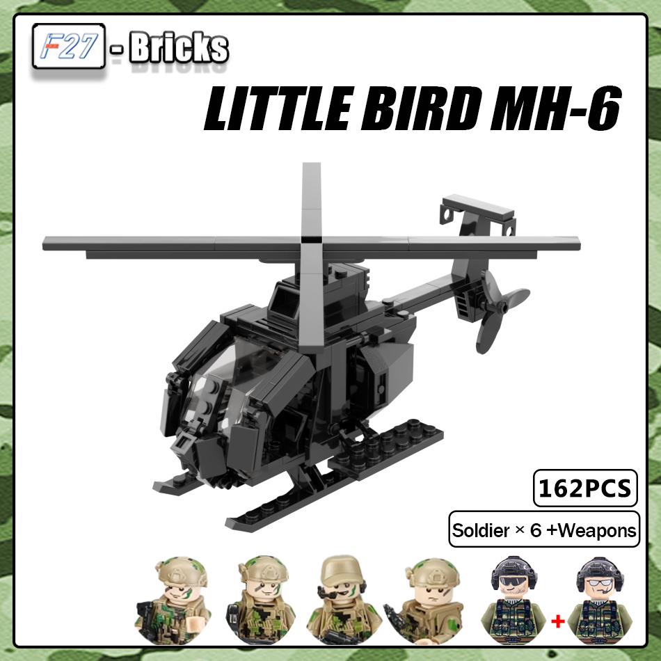 Modern Military Series Little Bird MH-6 Helicopter With Figures MOC Building Block Puzzle Bricks Toys Kit Children Gift
