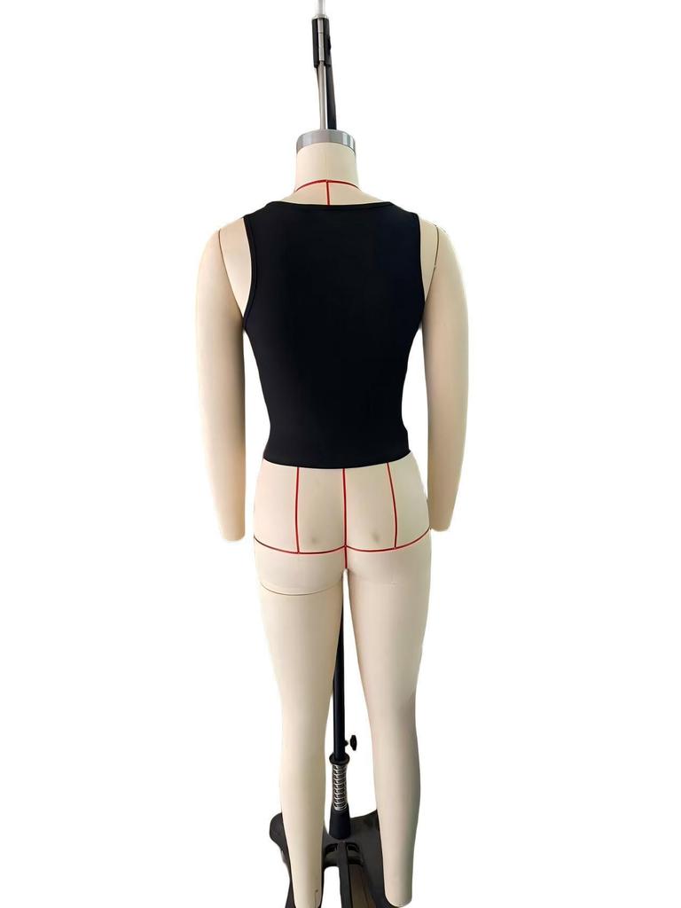 Y2K Style Square Neck Button Sleeveless Camisole for Women