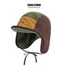 Unisex Retro Embroidered Colorblock Fleece Lined Winter Beanie Hat With Ear Protection Skiing Flying Cap Style