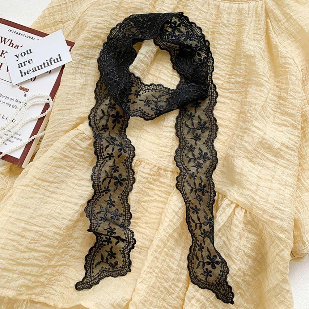 Elegant Lace Scarf Floral Neckerchief Summer Headband for Women