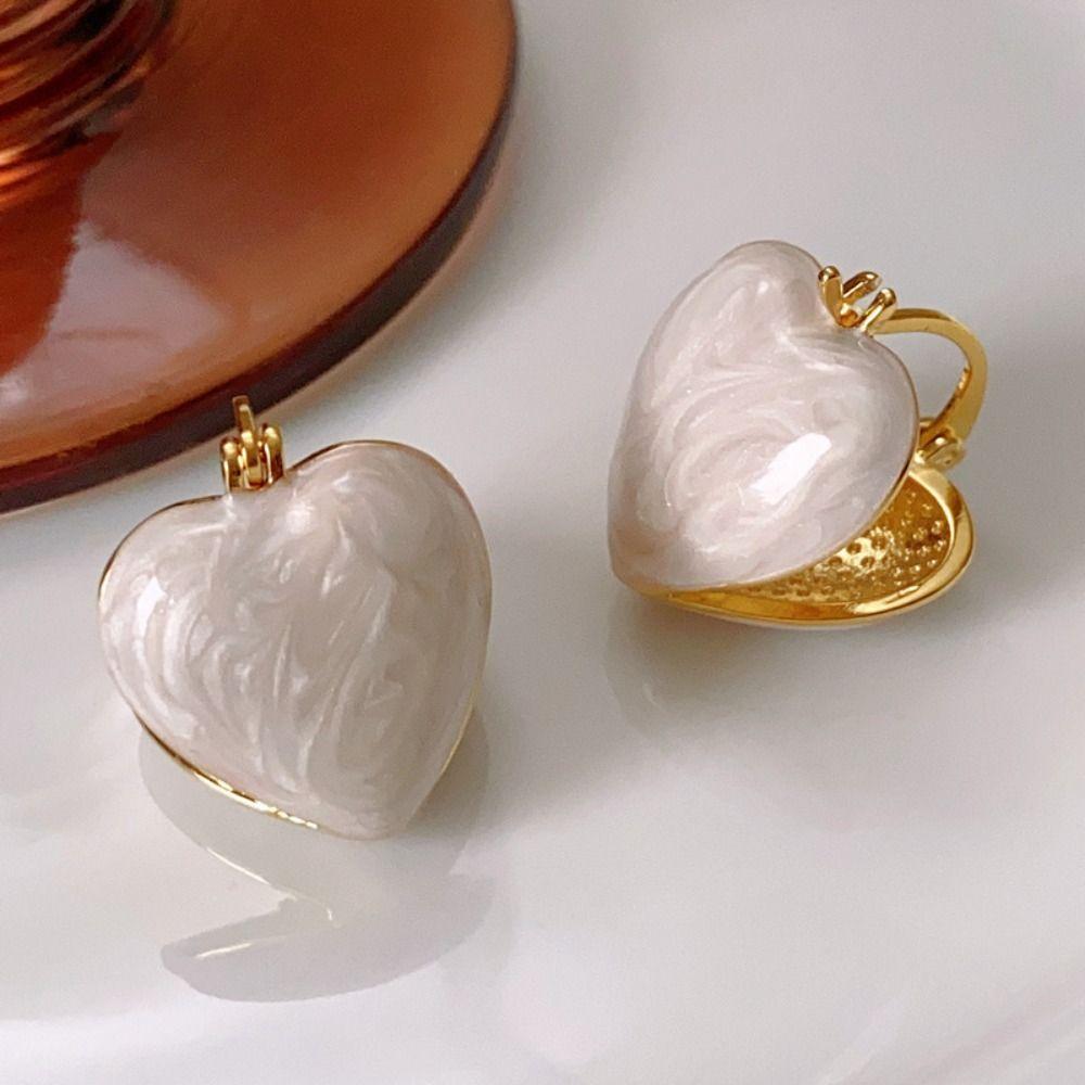 Glaze Vintage Elegant Enamel Stud Earrings Heart Ear Buckle Women Jewelry Korean Style Earrings