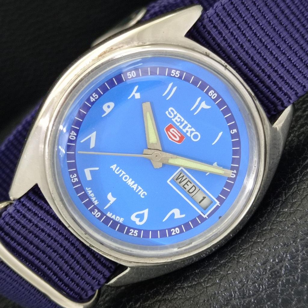 Seiko 5 AUTOMATIC 6309A JAPAN MENS VINTAGE ARABIC BLUE DIAL WATCH A701605-5 R206c-a701605