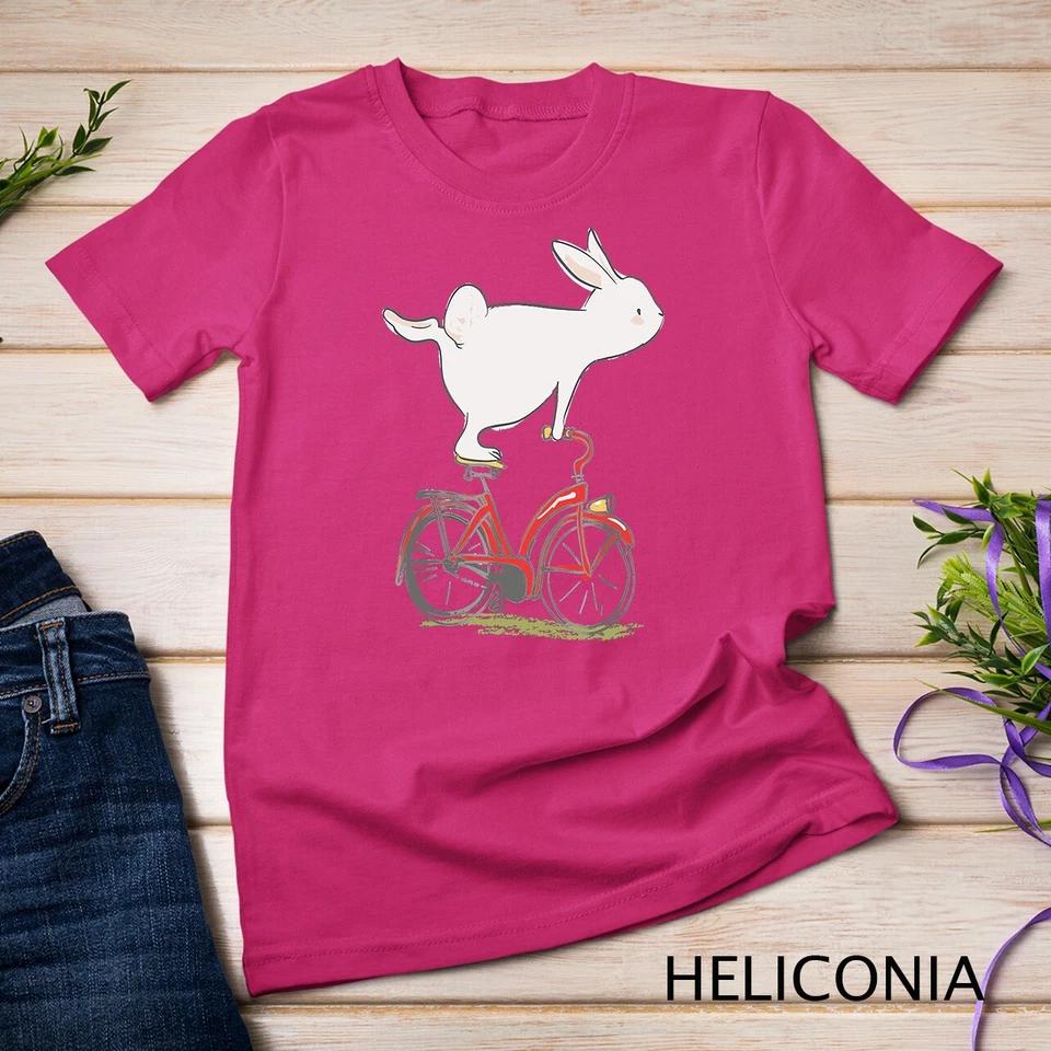 Cute Bunny Rabbit On Bike, Cycling, Bicycle T-Shirt & Gift Unisex T-shirt 3 XL