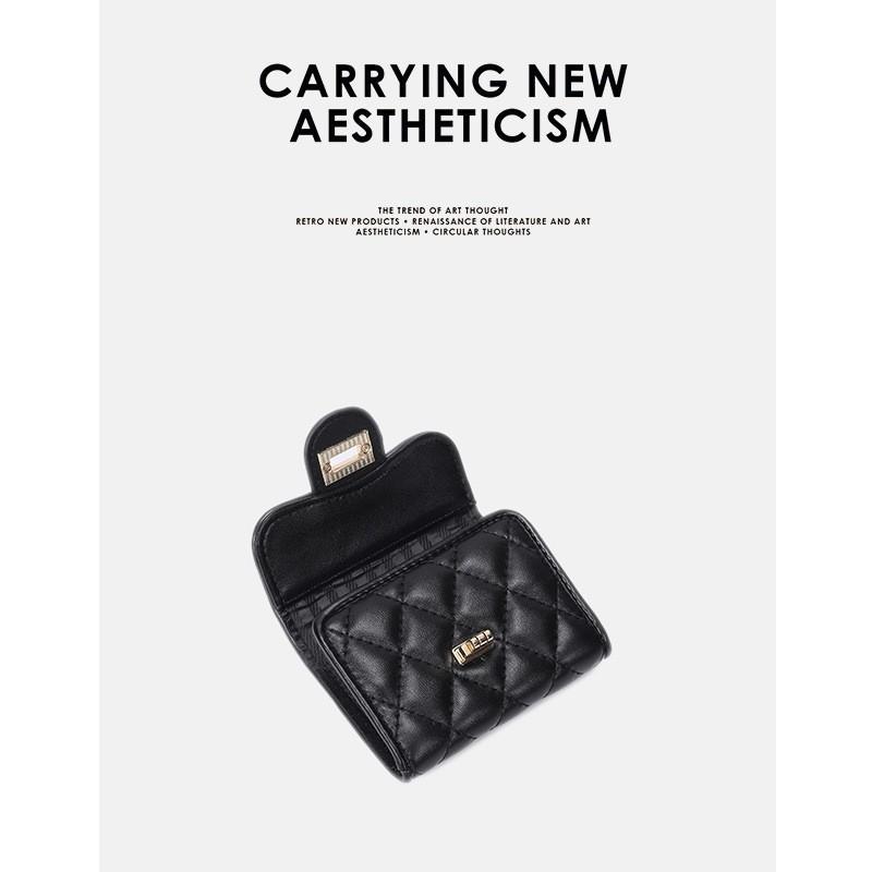 Mini Rhombus Style Multifunctional Folding Wallet Women'S Short Fashion Change Card Bag