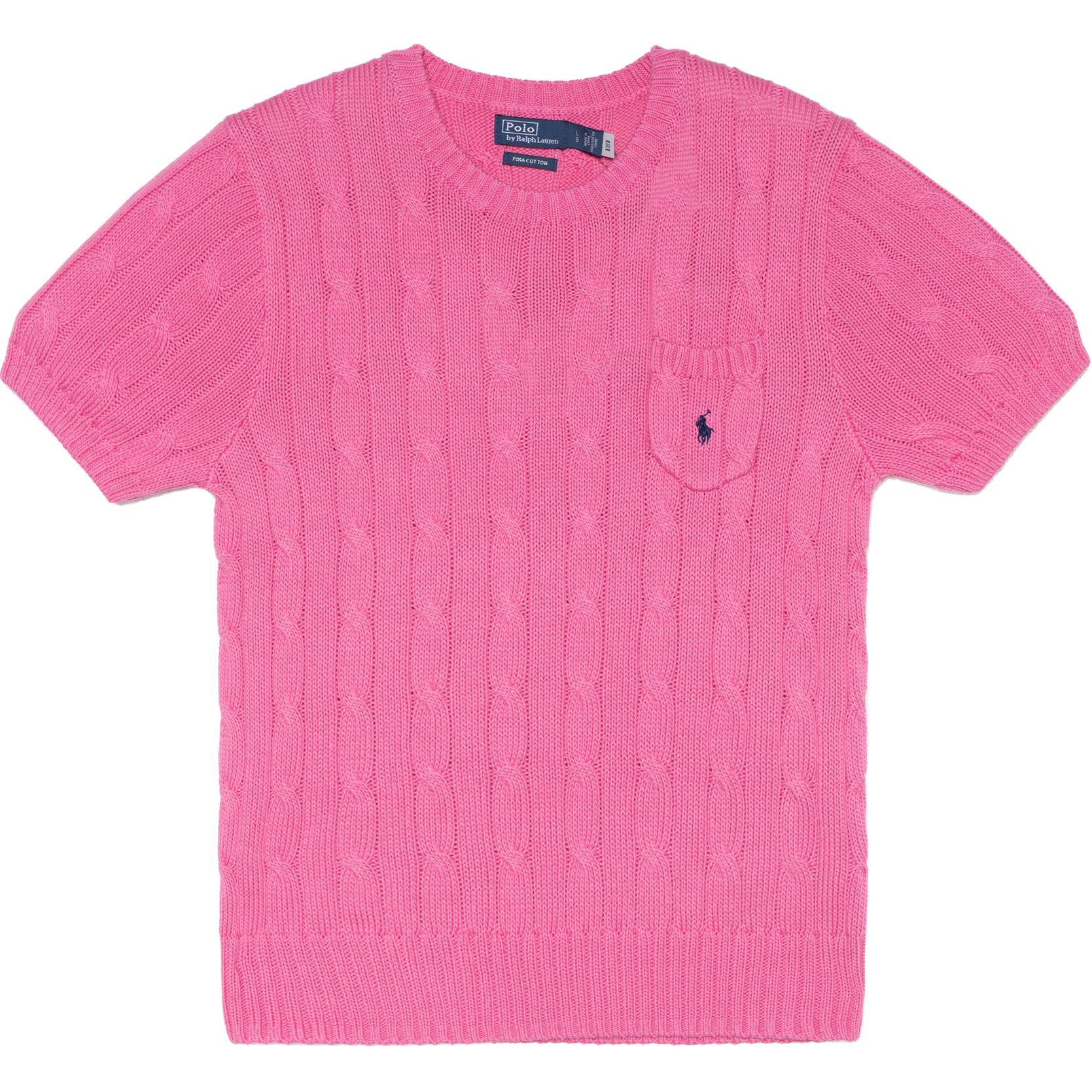 

Polo Ralph Lauren SS23 Однотонный повседневный трикотажный топ с круглым вырезом и короткими рукавами для женщин, розовый WMPOSWENC020682-650 S