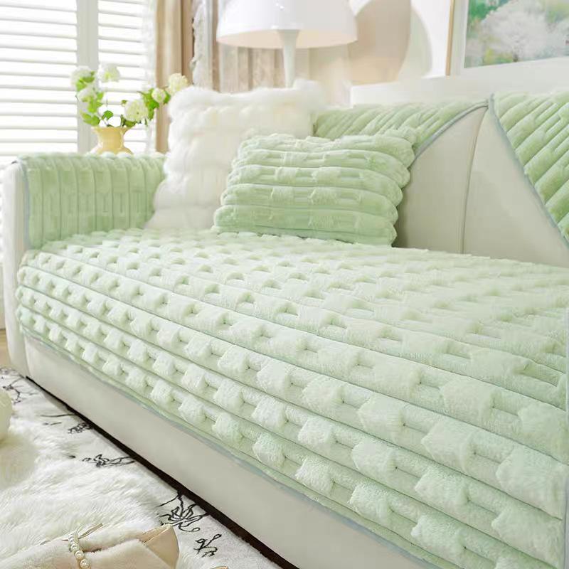 Зимний бамбуковый кролик плюшевая подушка для дивана утолщенный противоскользящий чехол — фото 8