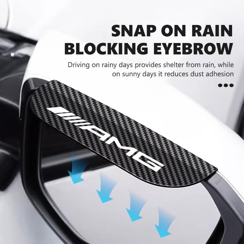 PAD5  Carbon Fiber Car Rear View Mirror Rain Eyebrow Shield Sun Visor Accessories For AMG Mercedes Benz GLC GLE GLK W190 W201 C180