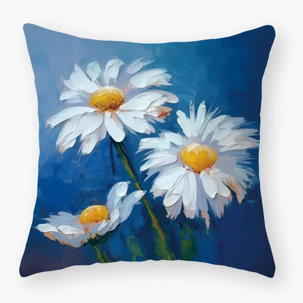 Luxuriöse Heimdeko Kissenbezug Retro Kunst Ölmalerei Stil Blumenmuster Büro Sofa Kissenbezug