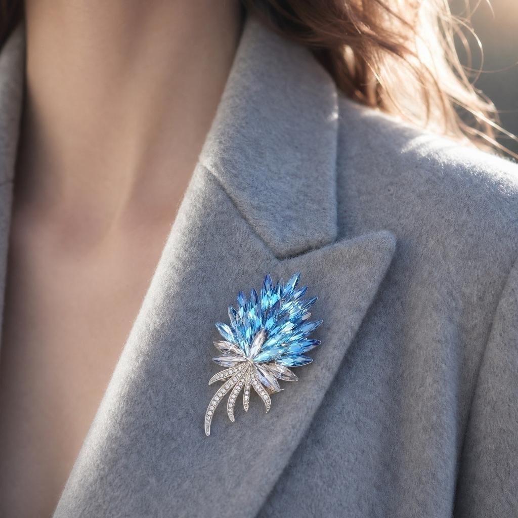Elegant Crystal Wheat Sheaf Brooch Fashion High-End Lapel Pin Decorative Clothing Accessory for Jackets Coats and Dresses