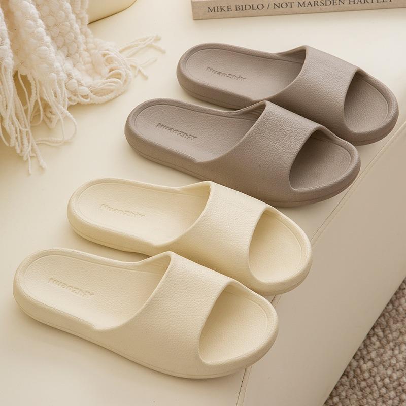 Home cool slippers women's summer simple Japanese soft bottom indoor light and silent couple floor one-word drag men