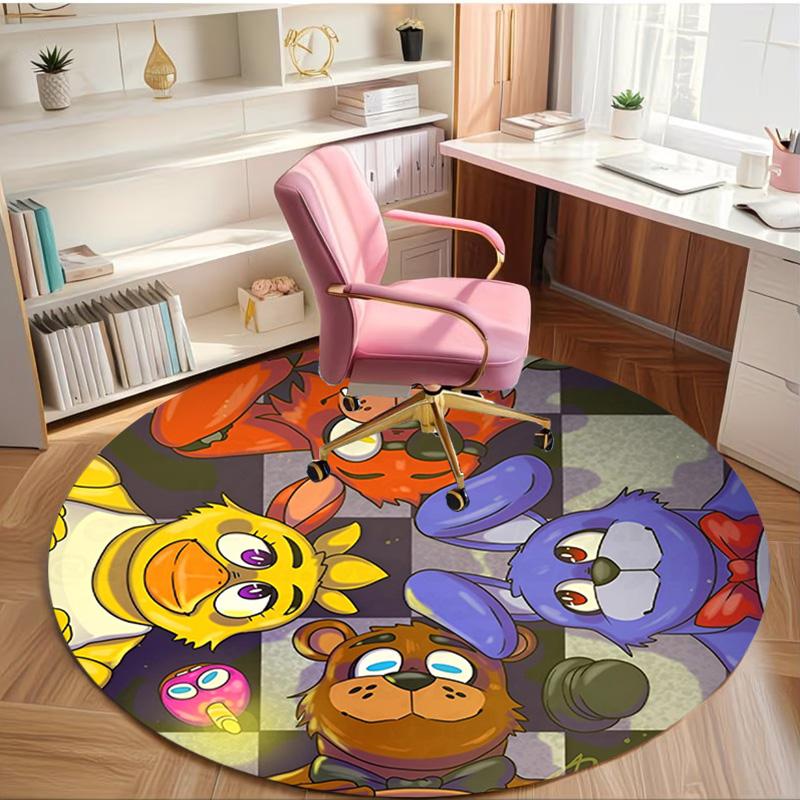 Five Nights at Freddy's Print Round Rug, Washable Floor Carpet, For Entryway Dorm Laundry Room Office Study, Home Decor Birthday Christmas Gift