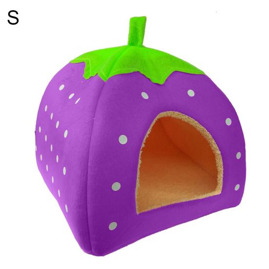 Strawberry Dog Puppy Cats Indoor Foldable Soft Warm Bed Pet House Kennel Tent