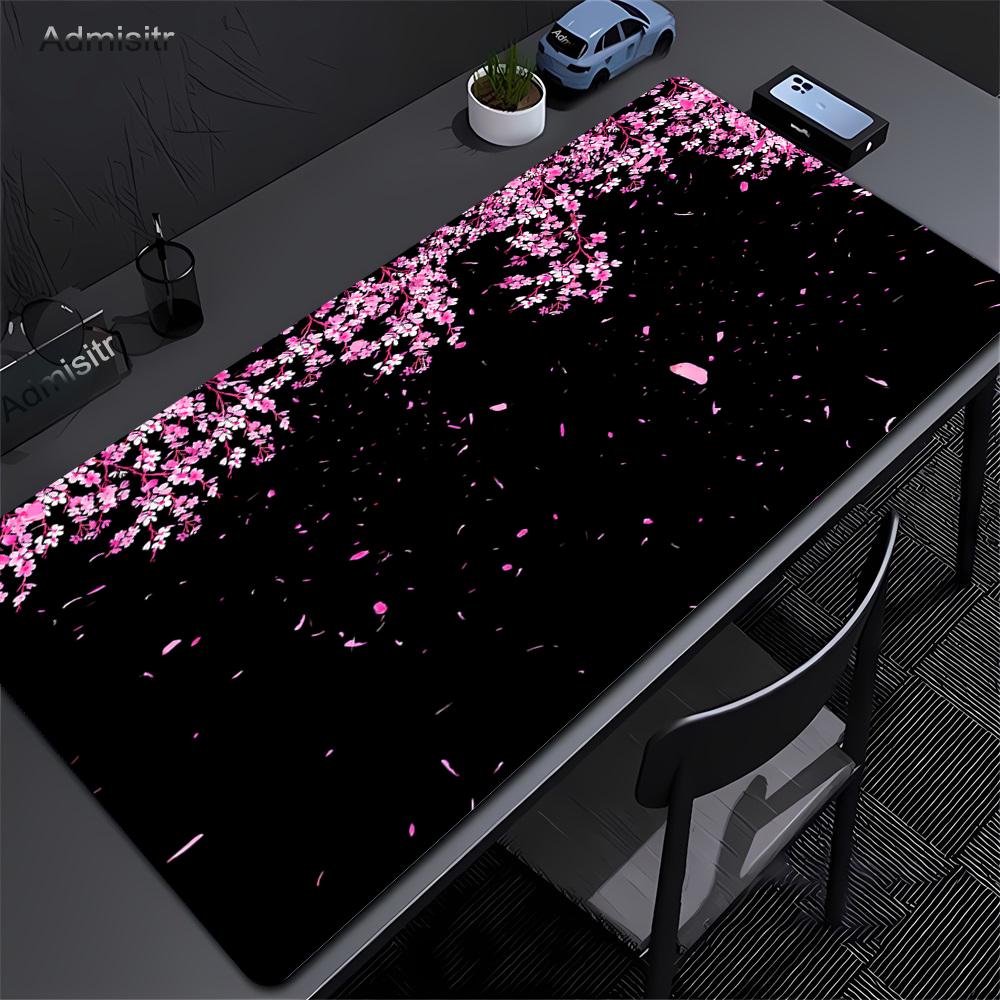 XXL Kirschblüte Mauspade Sakura Japanisches Gaming-Mauspad Tastaturmatte Büro Teppich Laptop Erweitertes Mauspad PC Zubehör 300X800X2MM black