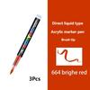 3Pcs Acrylic White/Black/Red/Blue Marker Brush Pens Art Markers for Rock Painting Stone Glass Wood Fabric Metal Tire Canvas