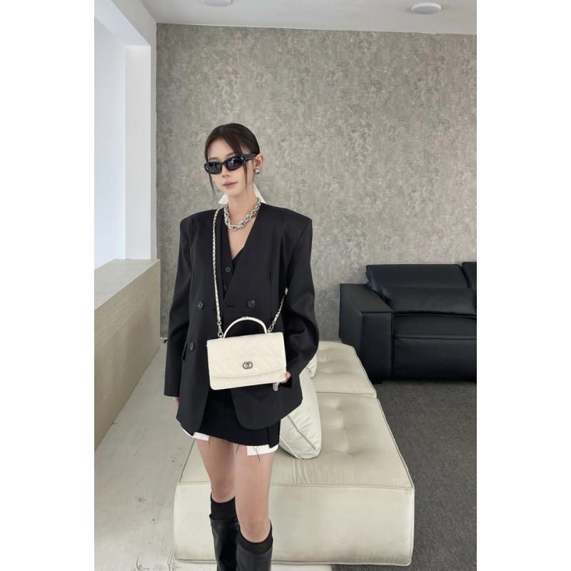 Xiaoxiangfeng Grid Chain Bag New Women's Fragrant Grandmother Handbag Fashionable Versatile Shoulder Crossbody