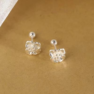 Äkta Sterling Silver Mini Blomma Örhängen för Kvinnor Söta Växt Fina Piercing Skruv Pärla Accessoarer