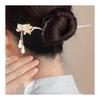 Miaomyao Hairpin, Single Stick Hair Accessory for Kimono/Yukata, Pearl Jade, Silver, "Golden Branches and Jade Leaves" Design, Elegant & Auspicious