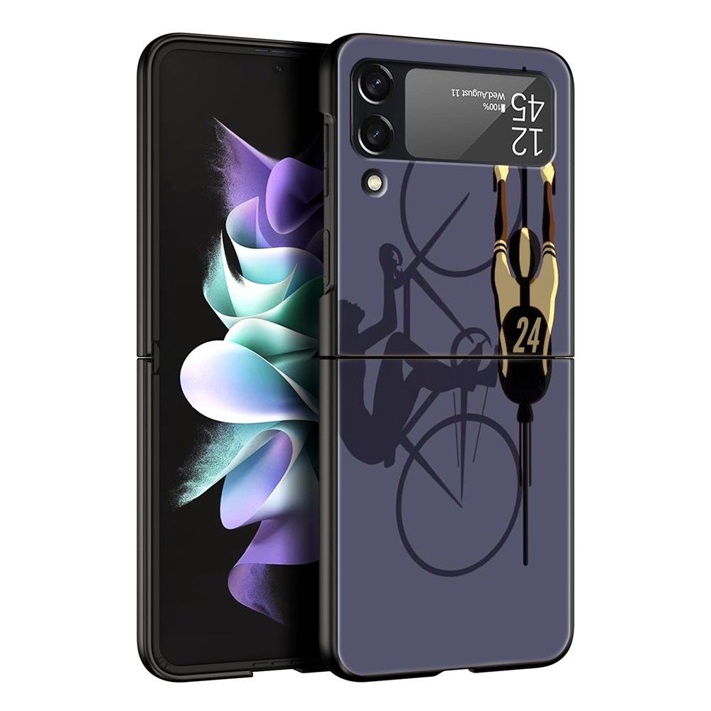 Hard PC Phone Case For Samsung Galaxy Z Flip 7 6 5 4 Black Cover For Galaxy Z Flip 3 Foldable Shockproof Autumu Bike Cycling Bag