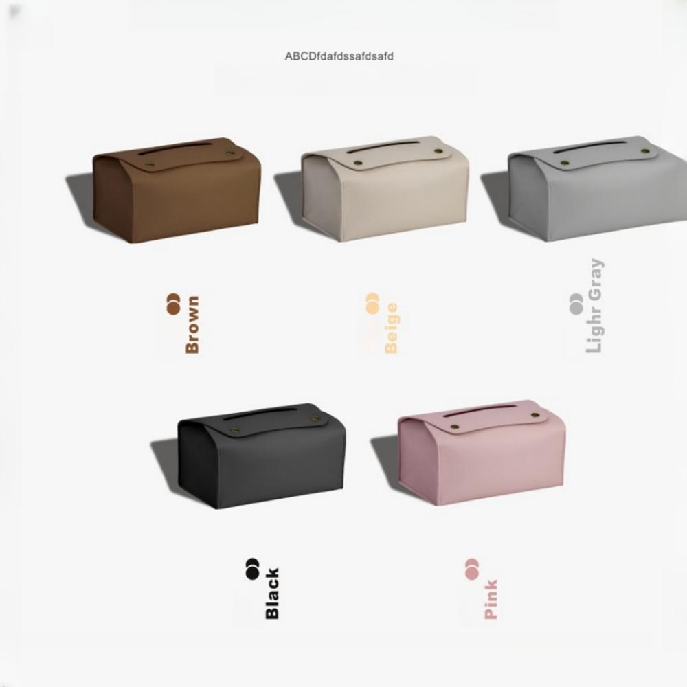 Simple Solid Color Tissue Box Household Table PU Leather Napkin Holder Waterproof Storage Sundries Case Car Paper Organizers Box