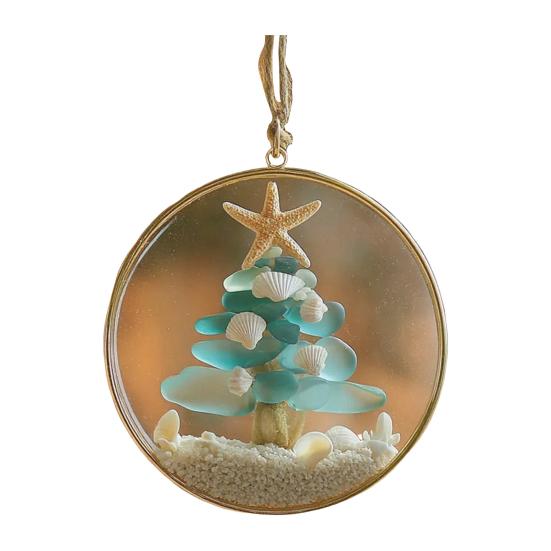 Sea Glass Nativity Christmas Ornament Beach-Inspired Hanging Ornament Nativity Christmas Tree Decoration for Xmas Tree Coastal Home Decor