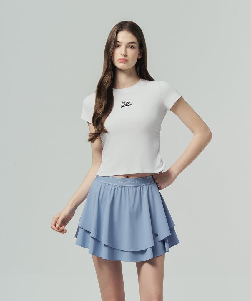 SERGIO TACCHINI W Rib Slim Fit Tie Ribbon Short Sleeve T-Shirt (White)