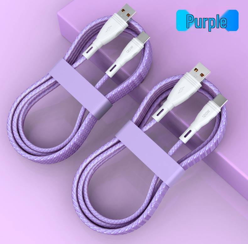120W Super Fast Charging Type-C Cable for Huawei & Honor - 6A Flash Charge, Color Braided