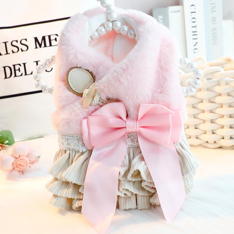 Luxury Dog Clothes Warm Princess Pet Dress Coat Symphony Fragrance Traction Dog Clothes for Small Dogs