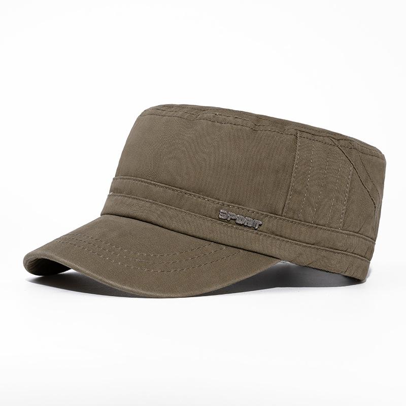 Flat Top Hat Men's Sun Hat British Vintage Cap Captain Cap Visors Hat Training Cadet Caps