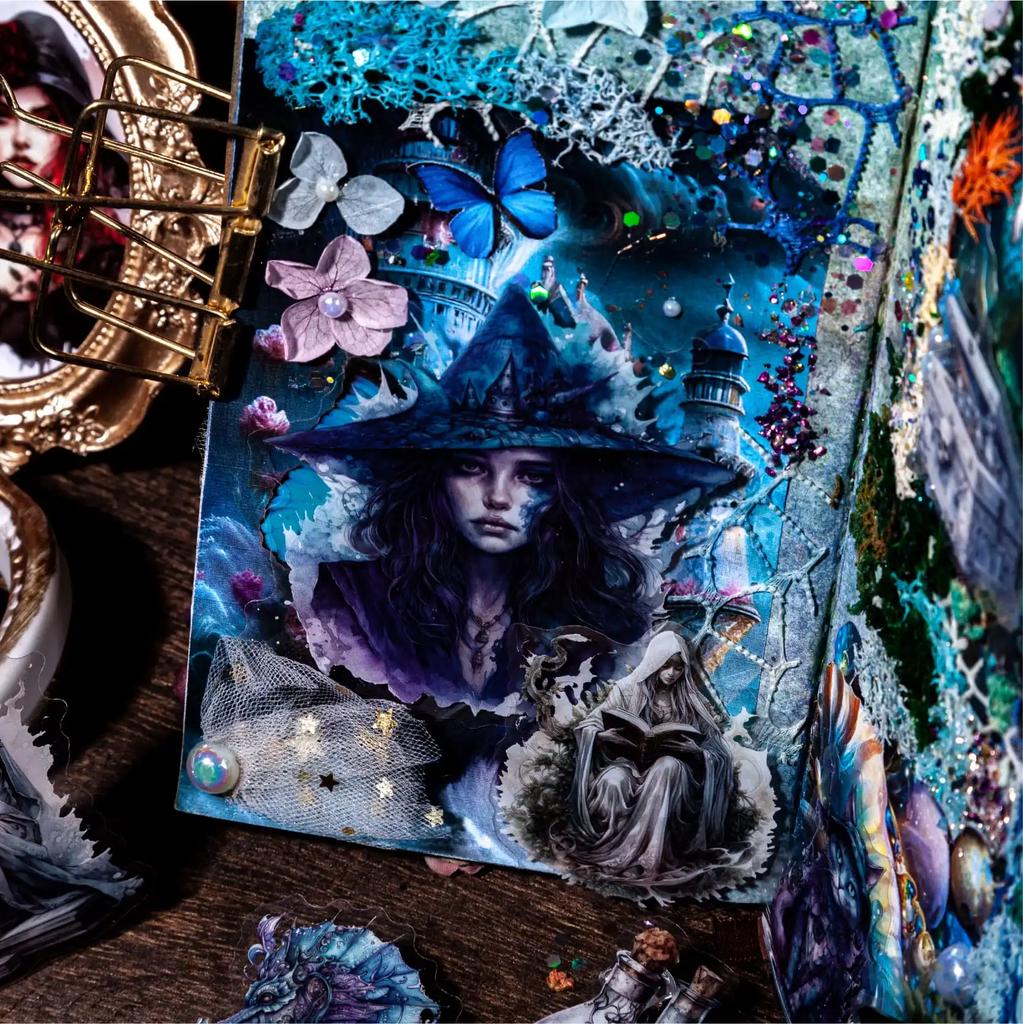 20pcs/pack Dark Witch PET Stickers Collage Vintage Scrapbooking Materials Decor Junk Journal DIY Sticker Stationery