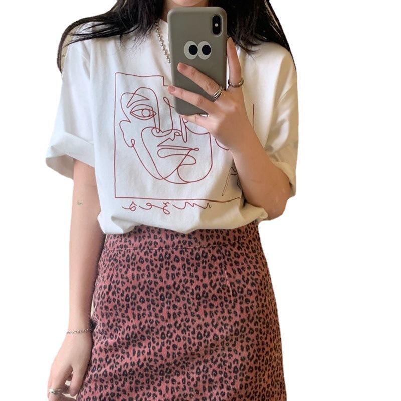 Women's Summer Korean Short-Sleeve Loose-Fit T-Shirt, Round Neck, Versatile Style for Couples and Students