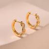 Women Minimalist 18k Gold Plated Copper Geometric Cross Wave Hoop Earrings