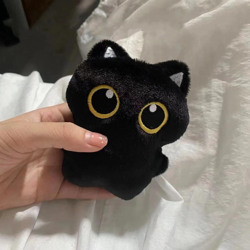 10cm Cute Black Cat Plush Toy Doll Small Pendant Cuddly Pillow Cushion Ins Black Cat Plush Toy Doll for Boy Girl Brithday Gifts